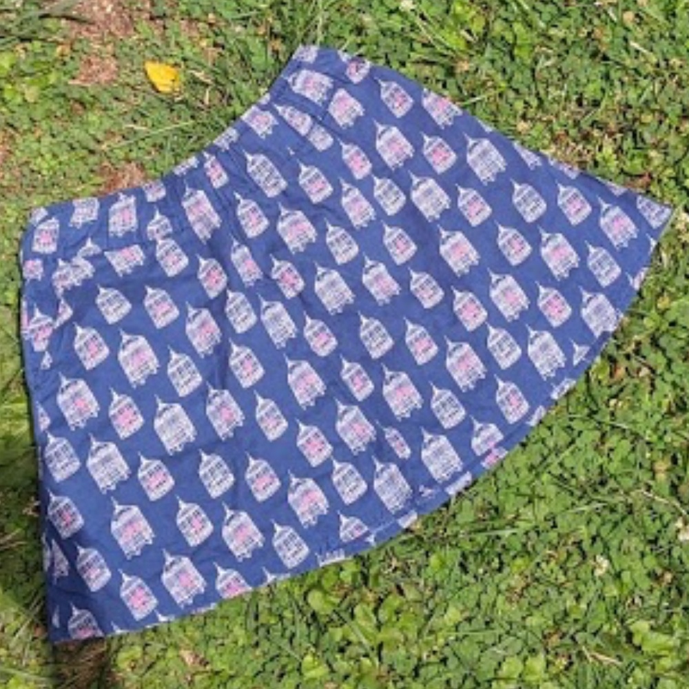 Blue Birds and Birdcages Mid-Length Skirt